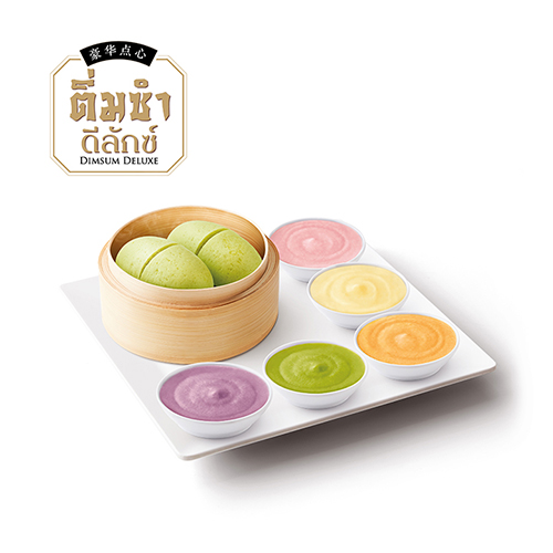 หมั่นโถวใบเตยนึ่ง สังขยา 5 สี หมั่นโถวใบเตยนึ่ง สังขยา 5 สี